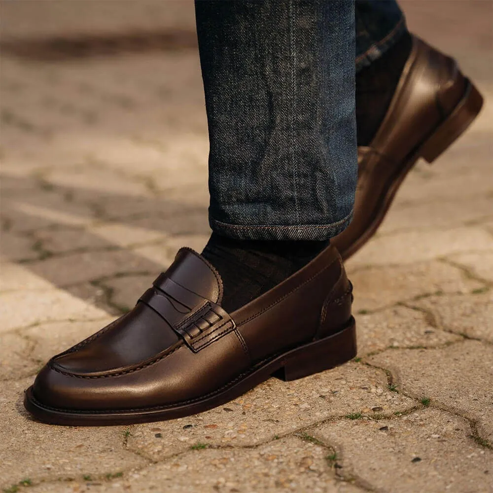 6 CM / 2.36 Inches CMR CHAMARIPA Men's Height Increasing Handmade Custom Penny Loafers - Vintage Formal Shoes