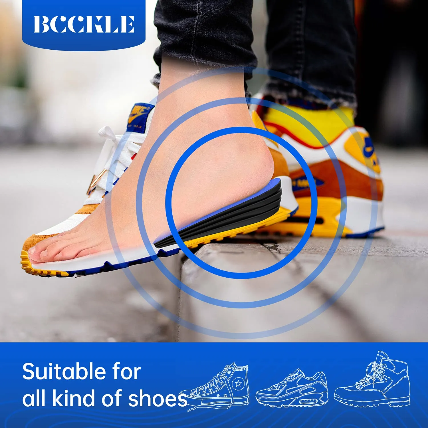 Adjustable Height Increase Insoles,Premium Heel Pads Inserts,Heel Lift Inserts for Leg Length Discrepancy,Sports Injuries,Heel Pain and Achilles tendonitis.(Medium) Medium(W7.5-9.5/M6.5-8.5)