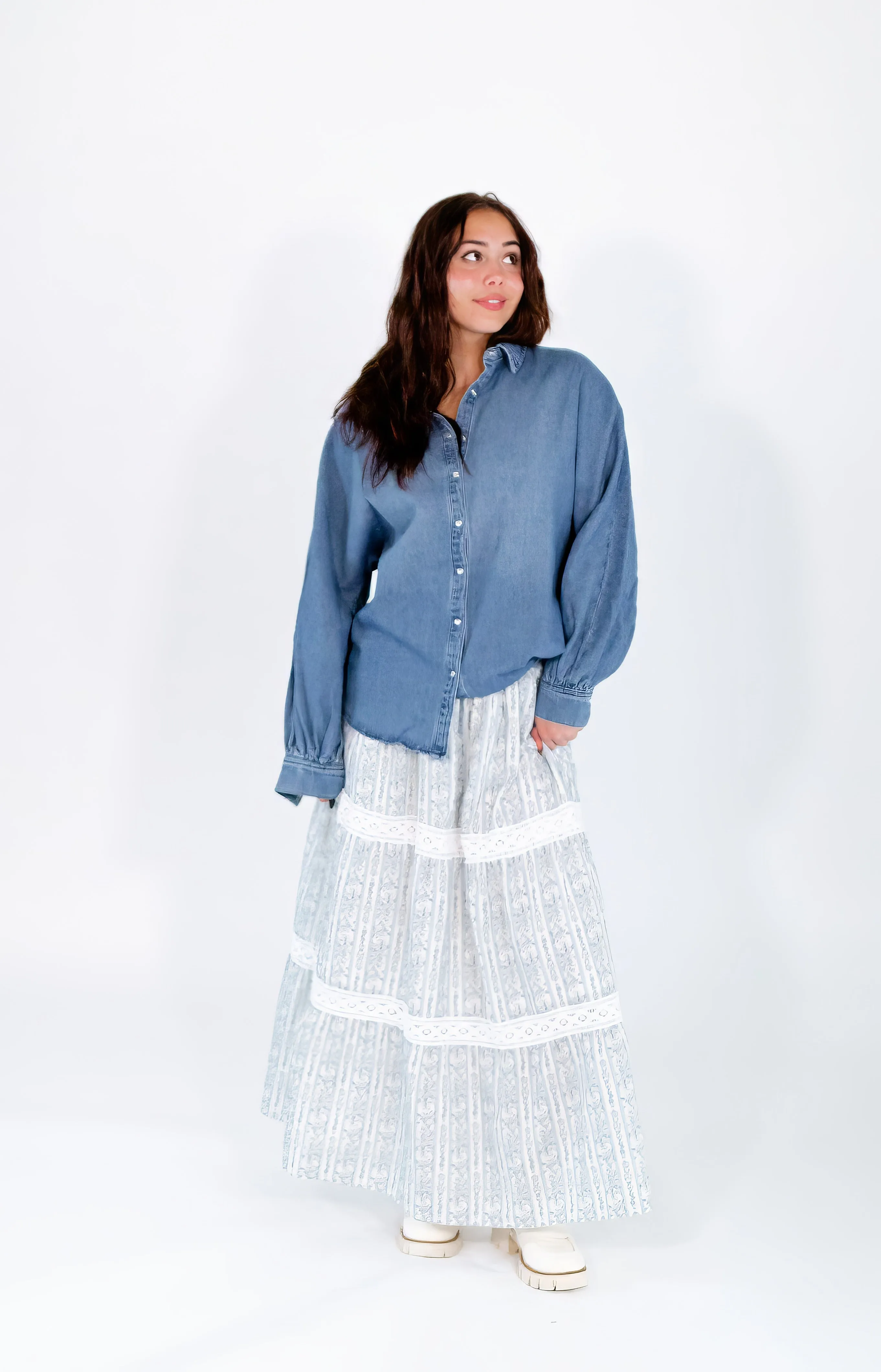 Aelia Denim Button-Up