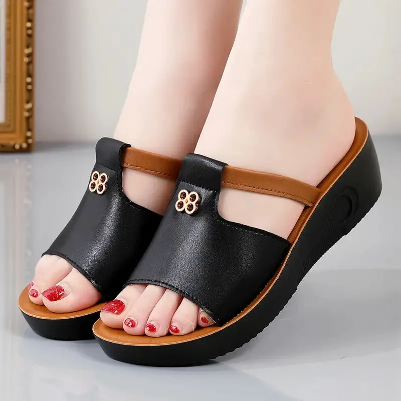 BINYA™ WOMEN'S CUT-OUT WEDGE SANDALS
