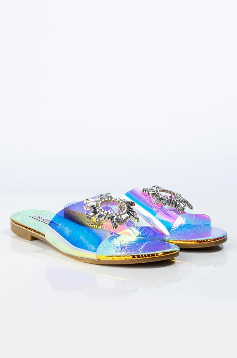 Cape Robbin Frozen Slip On Mules Slides Sandals Mermaid Clear Mules Flip Flops