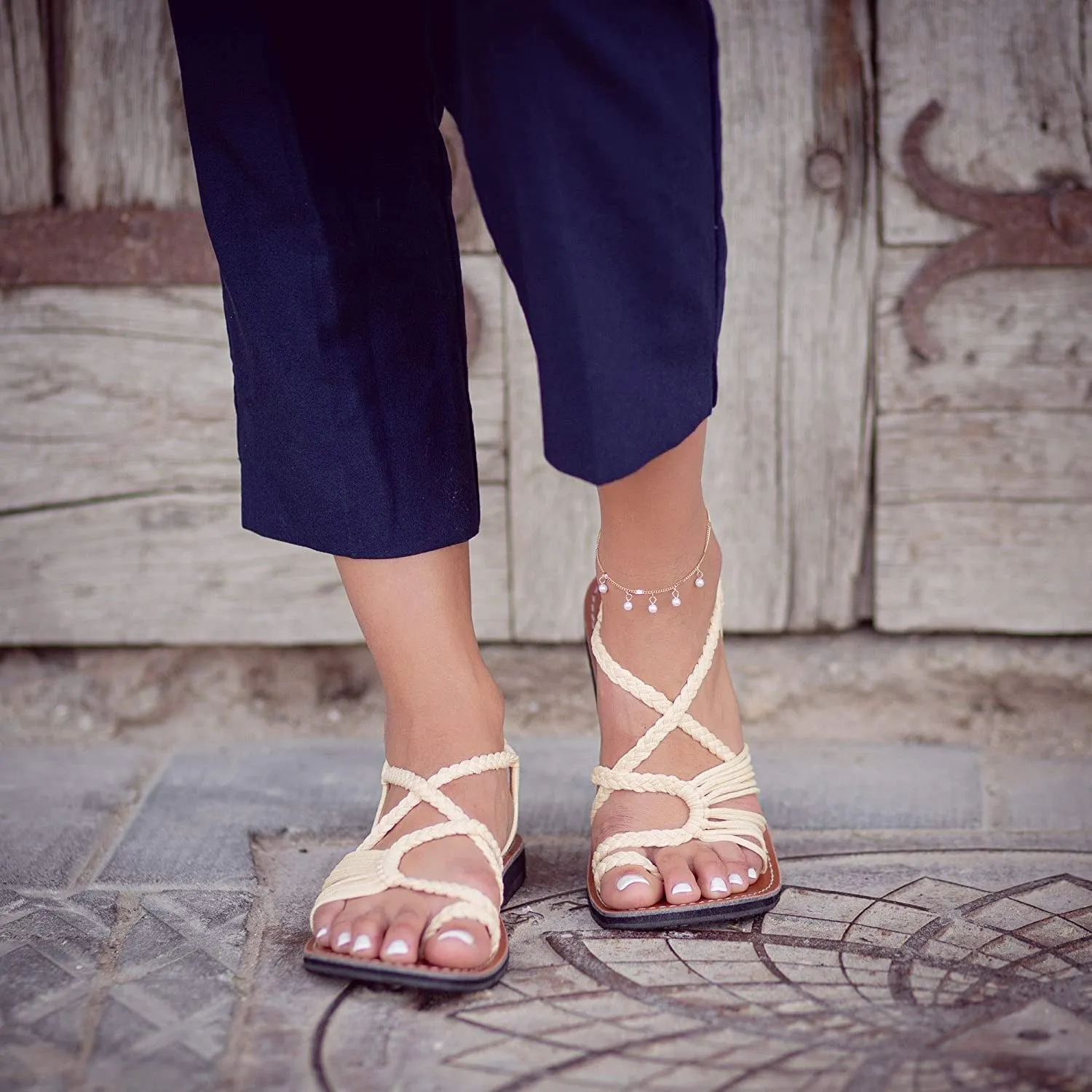 Cuzcare Women Sandals Beach Summer Vintage Comfortable Flip-flops