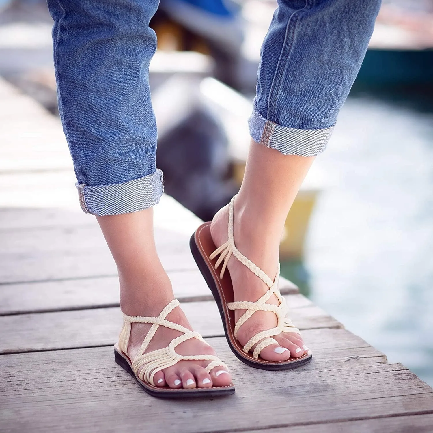 Cuzcare Women Sandals Beach Summer Vintage Comfortable Flip-flops