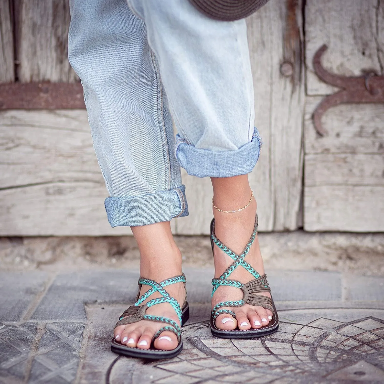 Cuzcare Women Sandals Beach Summer Vintage Comfortable Flip-flops