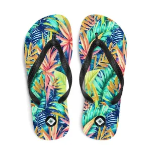 Hawaiian Tropical Leaves Flip Flops