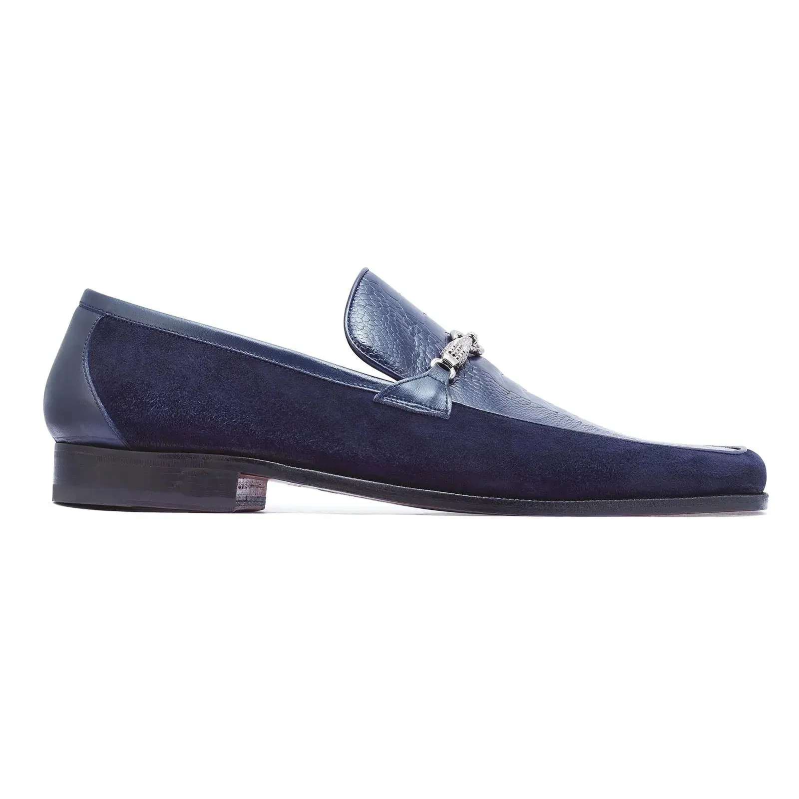 Mauri Priest 4800 Men's Shoes Wonder Blue Ostrich Leg / Suede / Calf-Skin Leather Horsebit Loafers (MAS5259)