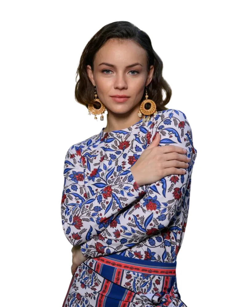S23-PT-M Mediterranean Print Swim Top