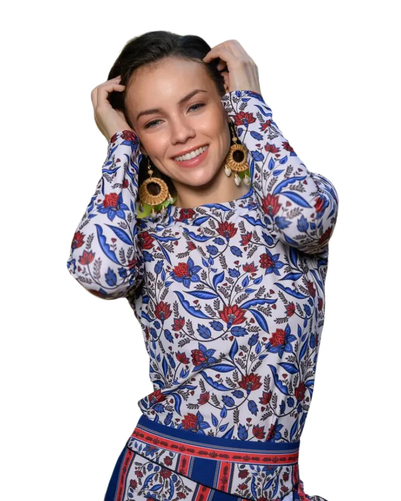 S23-PT-M Mediterranean Print Swim Top