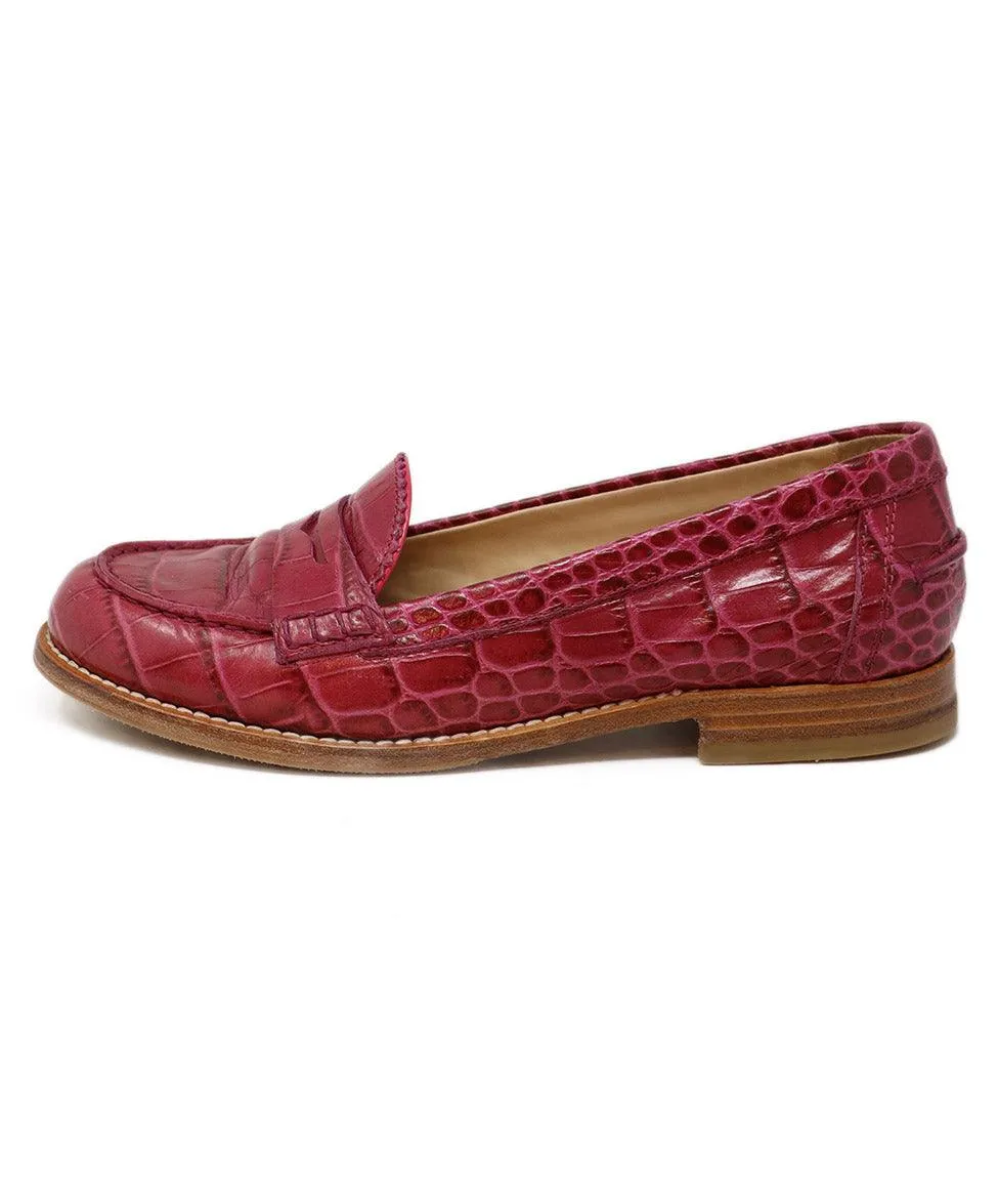 Tod's Fuchsia Crocodile Leather Loafers sz 7