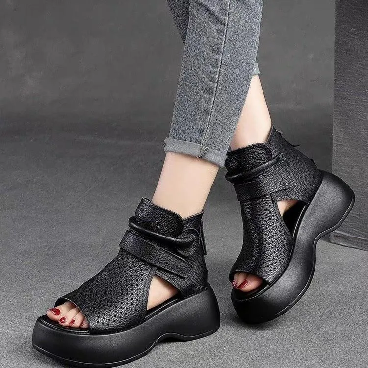 Velcro soft sole leather orthopedic shoes