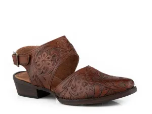 WOMENS COGNAC ALLOVER FLORAL TOOLED