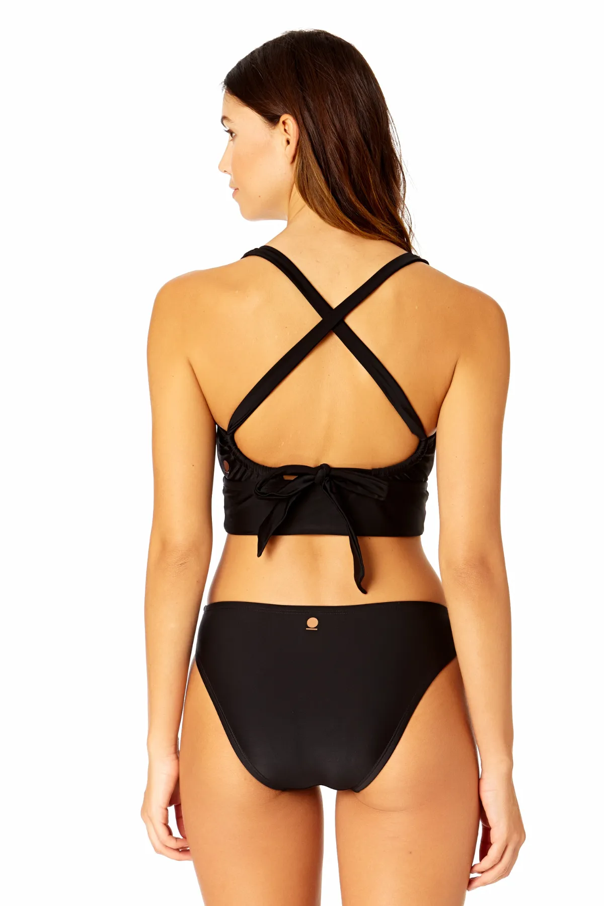 Women's Solid Halter Banded Bra Swim Top