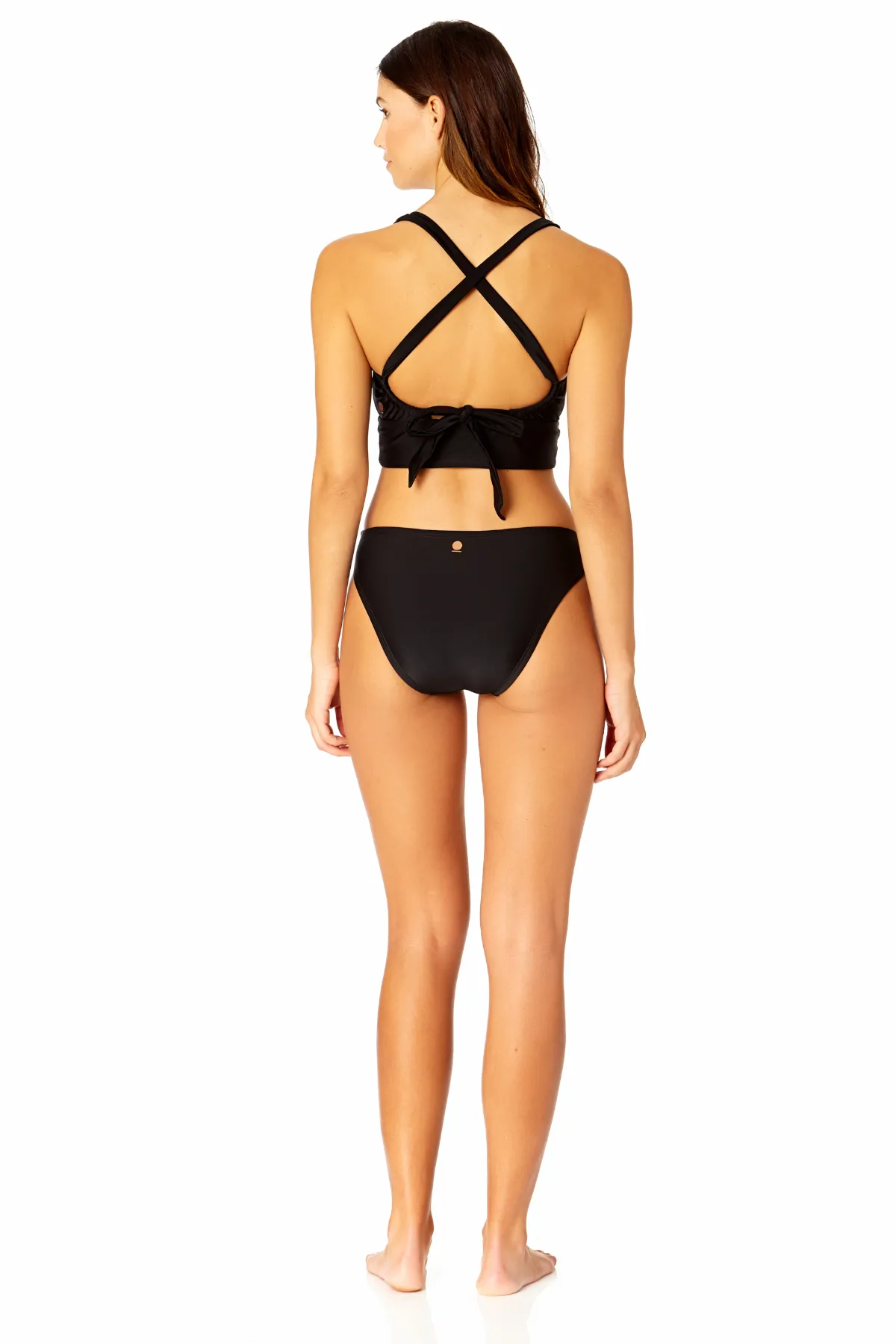 Women's Solid Halter Banded Bra Swim Top