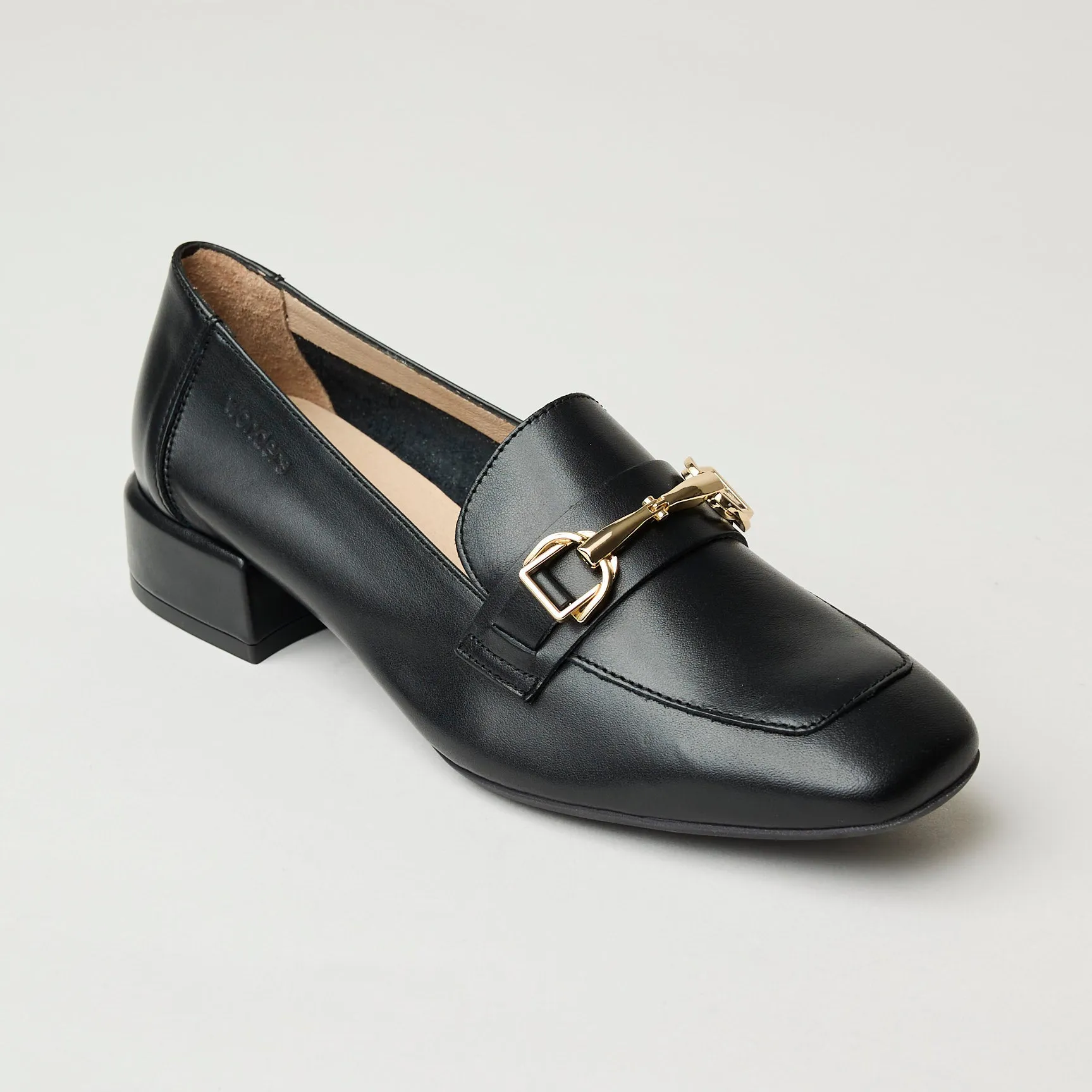 Wonders Black Leather Loafers