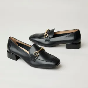Wonders Black Leather Loafers