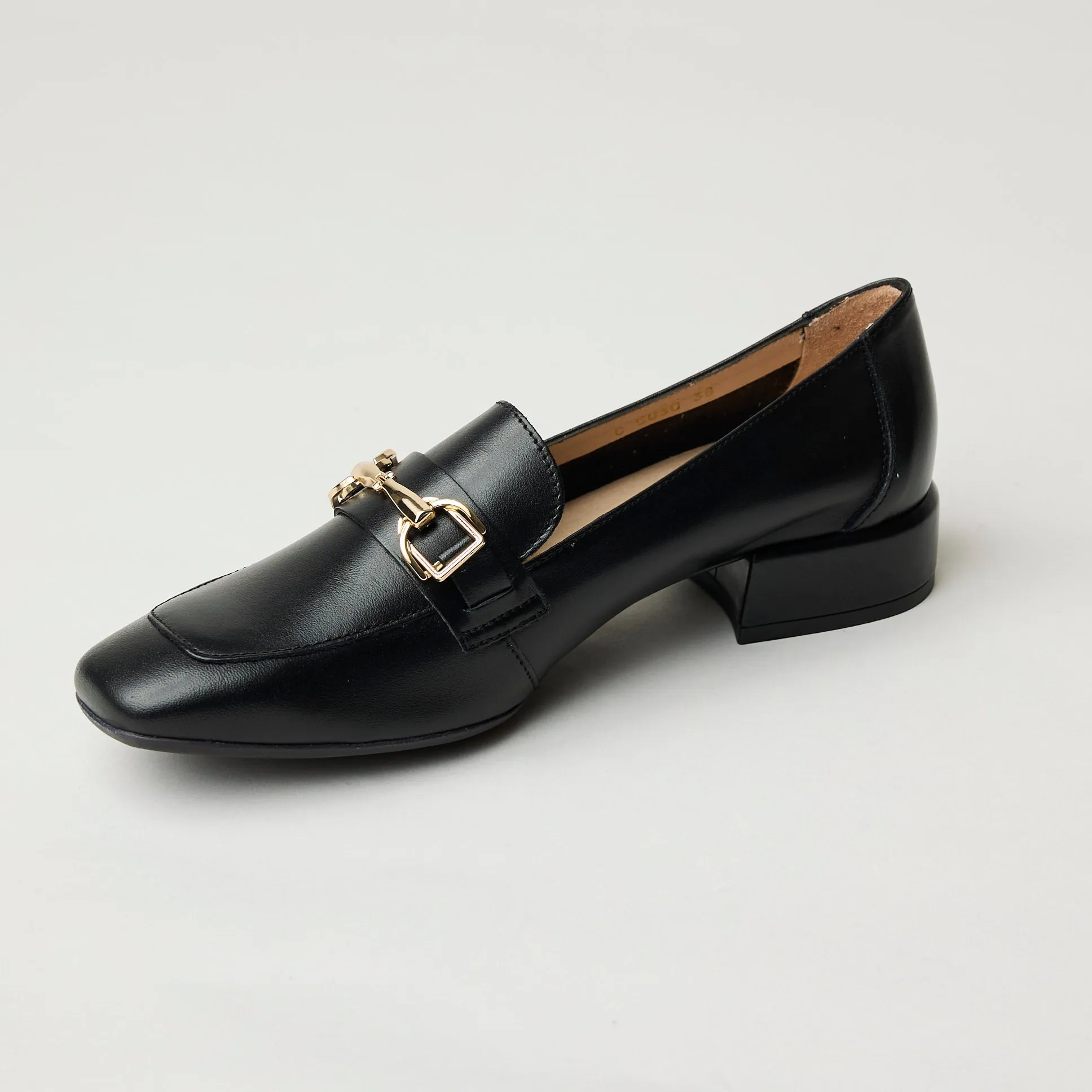 Wonders Black Leather Loafers